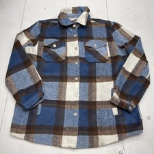 Fashion By Mirabeau Blue Brown Plaid Flannel Jacket Women  s Size Large