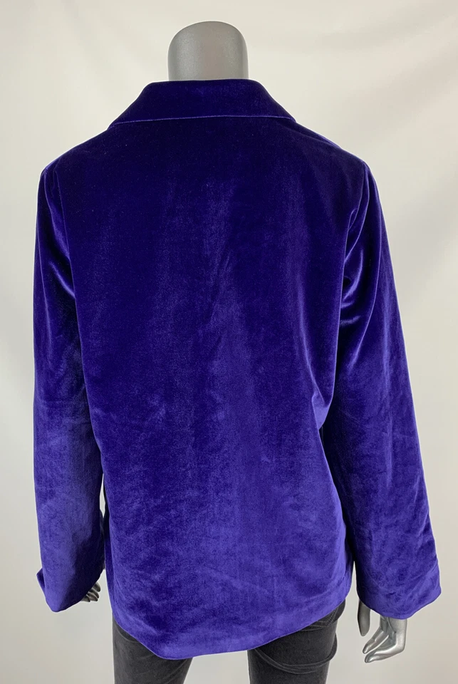 The Quacker Factory Jacket M Velour Purple Collared Neck Incrusted Zipper Lined - Image 4 of 4