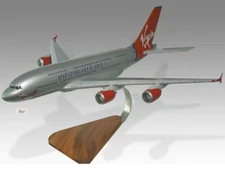 Airbus A380 Virgin Atlantic Silver Livery Desk Wood Airplane Model Large 1/200