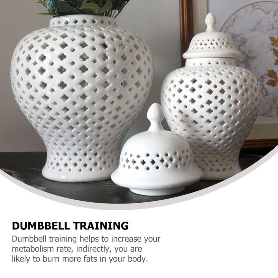 Ceramic Countertop Hollow Out Ginger Jar Pot Desktop Ornament