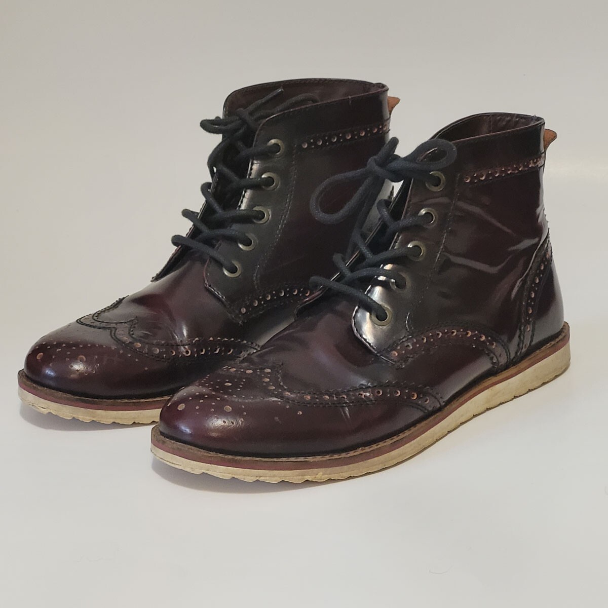 Crevo Boardwalk Leather Boot Bordo Gloss Lace Up Men size 10  display picture 1