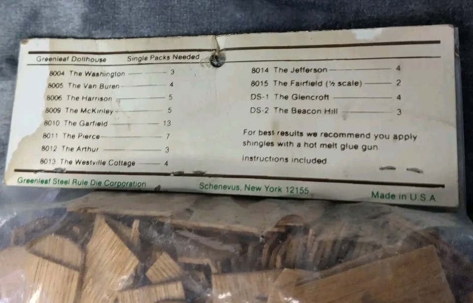 Miniature Dollhouse Shingles FISHSCALE Style Greenleaf 9005 bag of 300