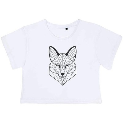 ''Geometric Fox Head'' Damen Baumwolle Crop Tops (CO060685)