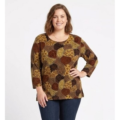 Vintage Artex Collection Large Brown Geometric Artsy Slinky Knit Long Sleeve Top