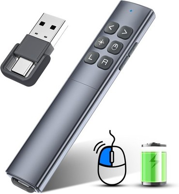 Präsentationsclicker mit Air Mouse - Wiederaufladbarer USB C PowerPoint Clicker Pres