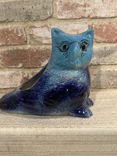 Shades Of Blue Splatter Design Owl Planter