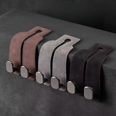 #ad 2pcs Black Car Headrest Hook Leather Seat Back Hanger Bag Purse Cloth Holder $3.79