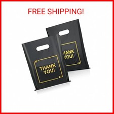 50 Pack Die Cut Plastic Shopping Bags with Thank You Logo 9x12 Merchandise Bags
