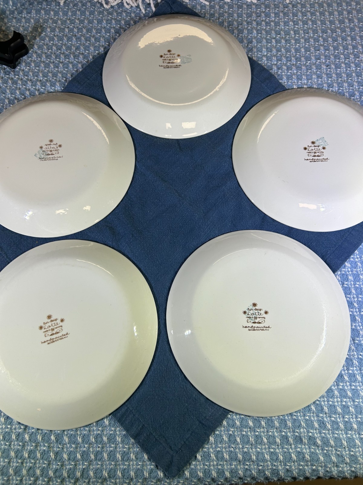 Figgjo Flint Norway Turi Design Lotte 8" Salad Plates Handpainted Silkscreen 2