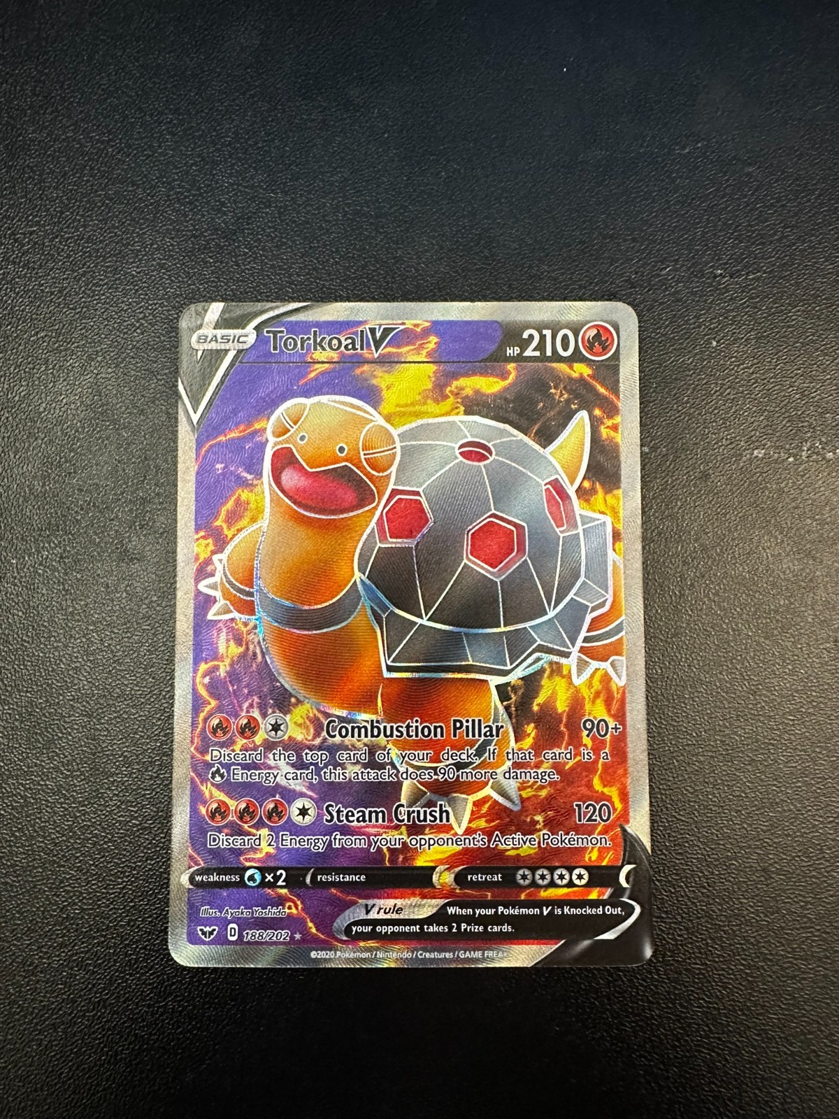 Torkoal V 188/202 Sword & Shield Full Art Ultra Rare Pokemon Card- NM-M