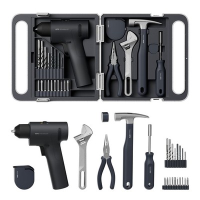 HOTO 25PCS Household Tool Kit with 16V Brushless Drill 3/8  Keyless Chuck Smart