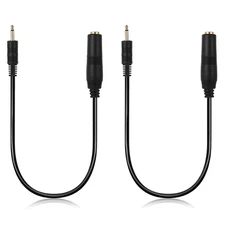2 Pack 3.5mm TS Male to 6.3mm Mono Female Audio Adapter Cable Cord 14 Inch