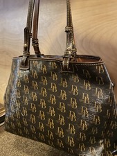 Dooney  Bourke Monogram Tote, Magnetic Closure, Gold Hardware, Red Lining