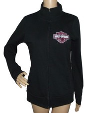 Harley Davidson Jacket Womens Small Las Vegas Black Fleece Zip high mock neck