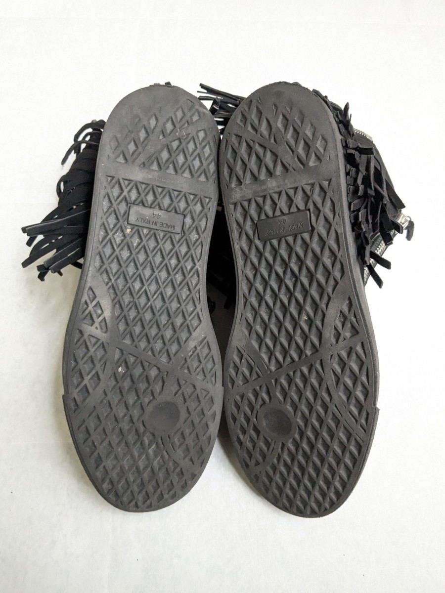 Giuseppe Zanotti Sneakers Black Suede Fringe Leather Men 11 44