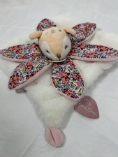 Doudou Et Compagnie Fawn/Deer Plush Lovey Security Blanket Pink Floral Petal