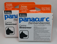 2 Boxes Panacur C 4 gram Canine 40lbs Dewormer 06/2027 6 packets total