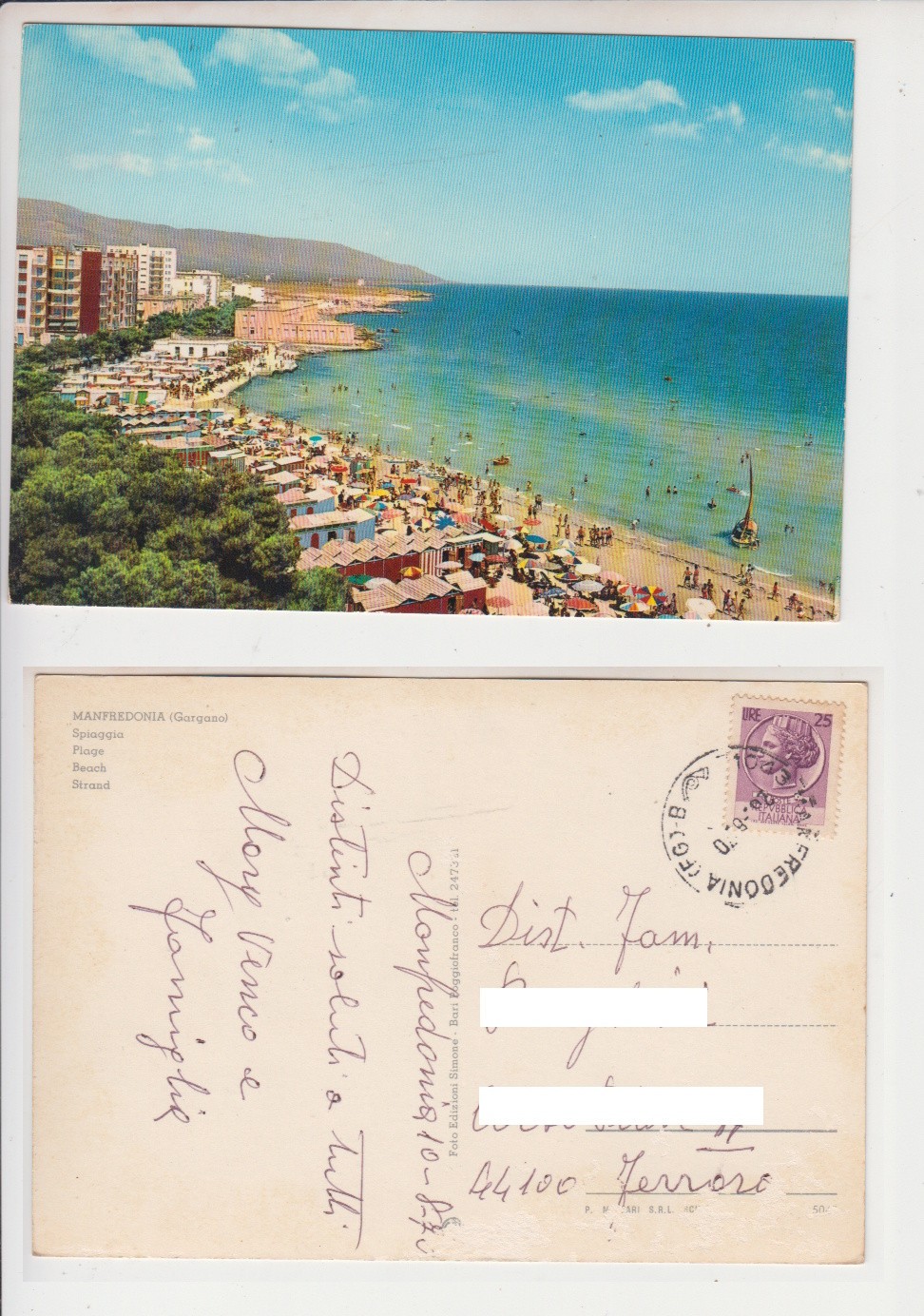 Manfredonia (Foggia): Spiaggia. Cart. FG vg 1970 (timbro postale)