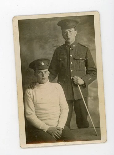Canadian Military soldiers uniform in Vintage RPPC Real Photo Postcard ww1