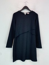 H&M Mama Black Solid Maternity Dress Short Length Long Sleeve Textured M NEW
