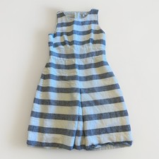 J. Crew Dress Womens 6 Stripe Pleat lined Basket-Weave Linen Blend