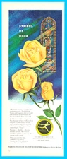 FTD Florist yellow rose flowers funeral sympathy floral vintage print ad 1954