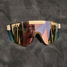 Pit Viper Shield Cycling Sunglasses Beige Frame Mirrored Multicolor Lightweight
