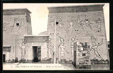 CPA Philae, The Temple, Reliefs on the Great Pylon 