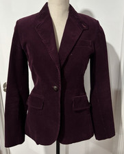 J.CREW Vintage Women  s Corduroy One Button Fitted Blazer in Dark Plum-Size 4