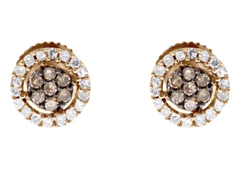 10k Rose Gold Brown White Diamond 7mm Flower Cluster Studs Earrings 0.25 ct - Image 2 of 4