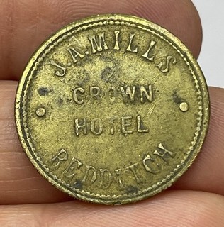 J.A.MILLS CROWN HOTEL REDDITCH 2D ADMISSION PUB INN TOKEN TICKET
