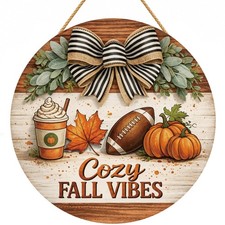 Fall Welcome Sign Front Door Decor 11 x 11 Inch Orange