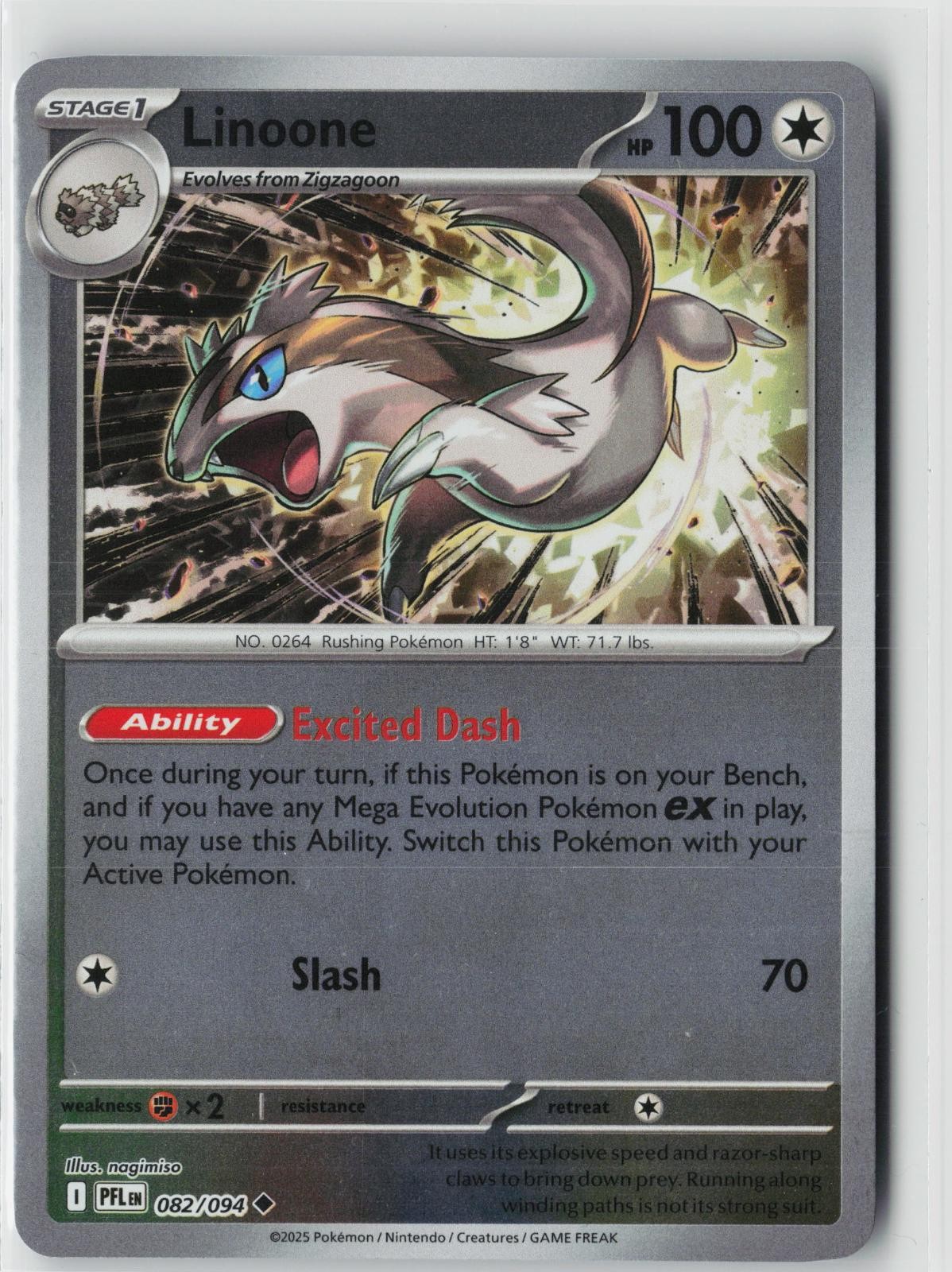 LINOONE 082/094 UNCOMMON PHANTASMAL FLAMES POKEMON REVERSE HOLO NM
