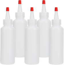 5 Pcs Plastic Condiment Squeeze Bottles, 4 OZ Squeeze Bottles with Red Twist