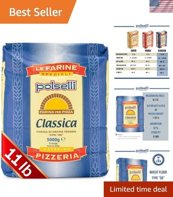 Imported Classica Tipo '00' Extra Fine Flour, 11 lbs - Perfect for Pasta & Pizza