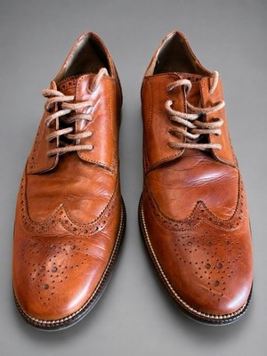 Cole Haan Wingtip Oxford Dress Shoes Men s 10 M Brown Leather Brogue C22266