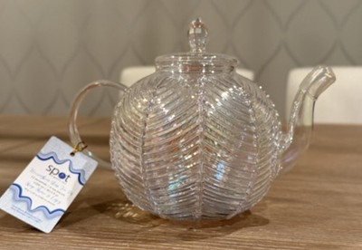 Hadblown Glass Tea Pot Iridescent 40.5 Fl Oz