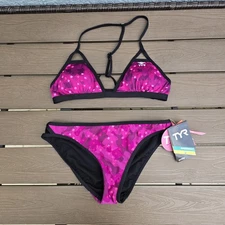 TYR Women's Durafast Cadet Lani Top W/matching Kaya Bikini Sz S NEW Sample