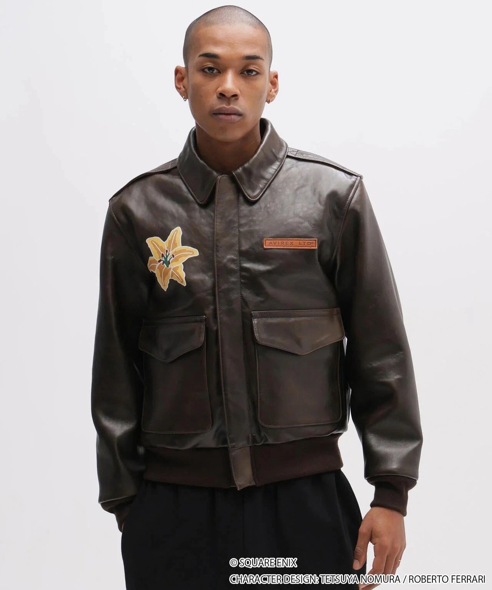 AVIREX x FINAL FANTASY VII REMAKE A-2 Leather Jacket Aerith Brown