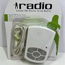 Portable FM Digital Scan Radio w Earbuds LED Flashlight New Sealed
