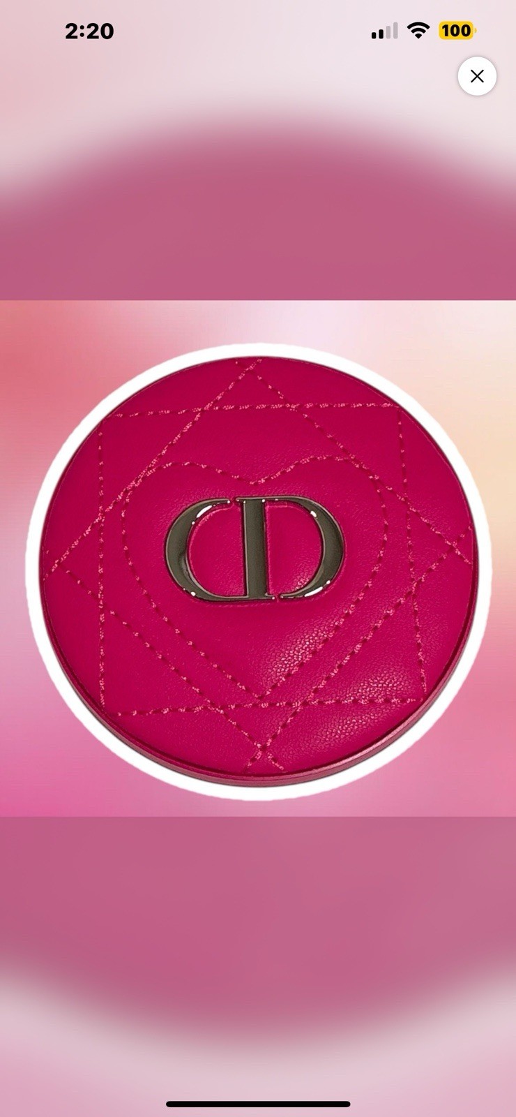 Dior Beauty Compact HOT Pink Mirror Heart Quilted GWP New 2025-image