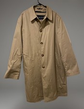 Men's VTG Ralph Lauren Overcoat Removable Tartan Plaid Liner Beige Sz XLT