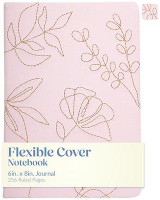 WORLD TRAVELER Eccolo Journal Notebook - 256 6X8, Stitched-Gold - Botanicals 