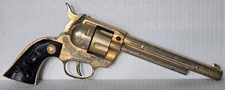Hubley Cowboy Classic Cap Pistol 12" Long Die-Cast Replica Toy Gold-Plate 1950s