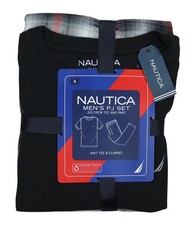 Nautica Knit T-Shirt Crew Top Flannel Bottom Men's 2-Piece Pajama Set NWT