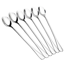 Long Handle Iced Tea Spoons, 6 Pcs 9.5-Inch Stainless Steel Dessert and Coffe...