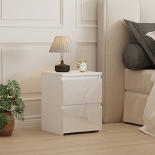Modern Bedside Table High Gloss Drawer Cabinet Bedroom Bedside Table White New