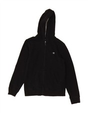 CHAMPION Womens Zip Hoodie Sweater UK 14 Large Black Cotton TE03