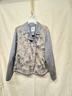 Harley Davidson Womens 2XL Skull Moto Jacket Distressed Gray Tan Biker Cotton