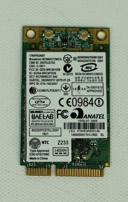 Wireless Card Dell M348H (Broadcom BCM94312MCG) 4312 802.11b/g Wireless LAN Mini